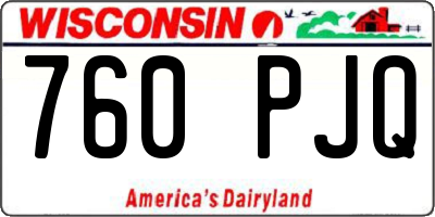 WI license plate 760PJQ