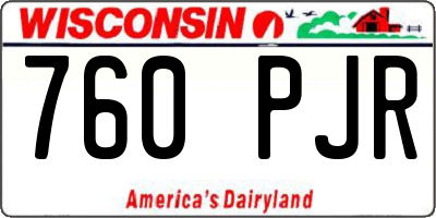 WI license plate 760PJR