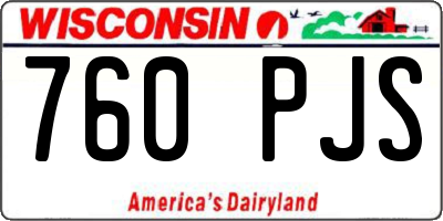 WI license plate 760PJS