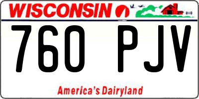 WI license plate 760PJV