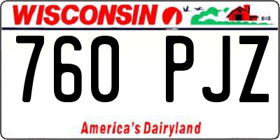 WI license plate 760PJZ