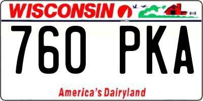WI license plate 760PKA