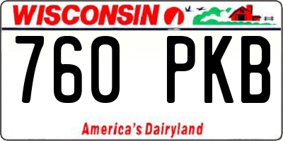 WI license plate 760PKB