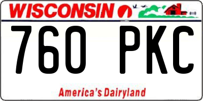 WI license plate 760PKC