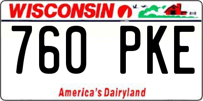 WI license plate 760PKE