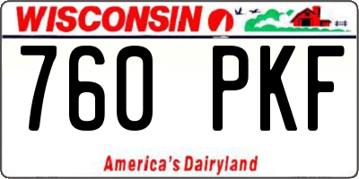 WI license plate 760PKF