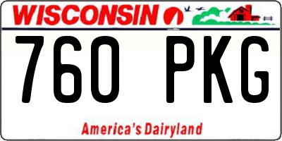 WI license plate 760PKG