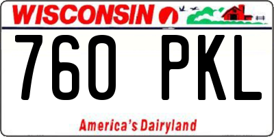 WI license plate 760PKL
