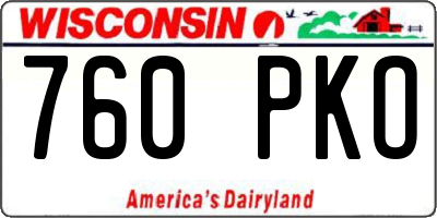 WI license plate 760PKO