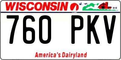 WI license plate 760PKV