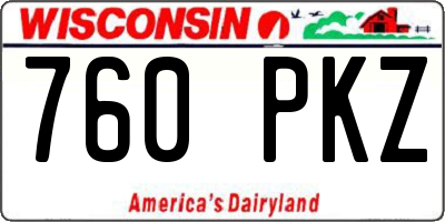 WI license plate 760PKZ