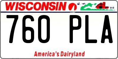 WI license plate 760PLA