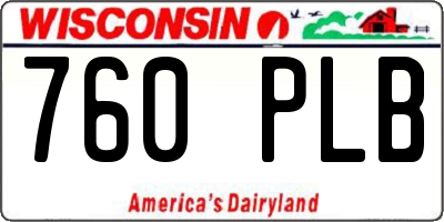 WI license plate 760PLB