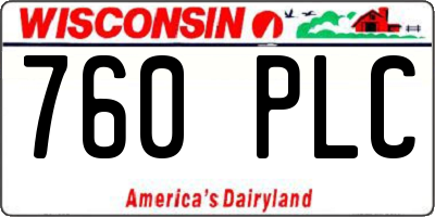 WI license plate 760PLC