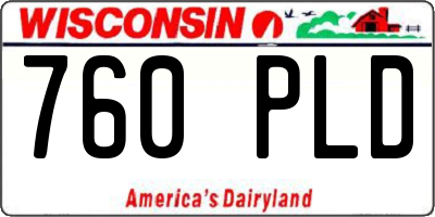 WI license plate 760PLD