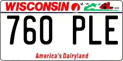 WI license plate 760PLE