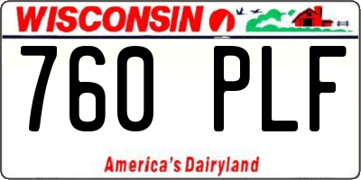 WI license plate 760PLF
