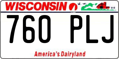 WI license plate 760PLJ