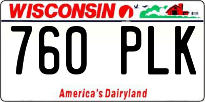 WI license plate 760PLK
