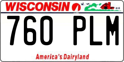 WI license plate 760PLM