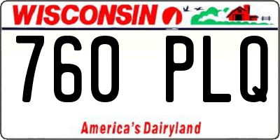 WI license plate 760PLQ