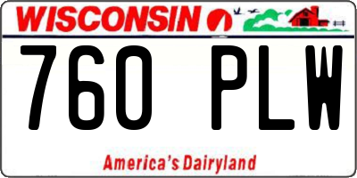 WI license plate 760PLW