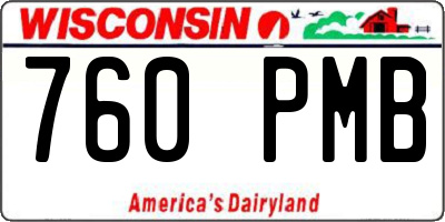 WI license plate 760PMB
