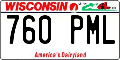 WI license plate 760PML