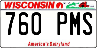WI license plate 760PMS