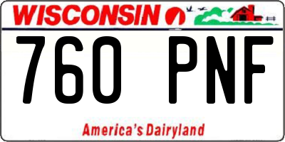 WI license plate 760PNF