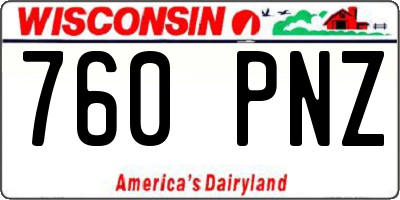 WI license plate 760PNZ