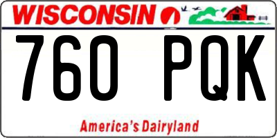 WI license plate 760PQK