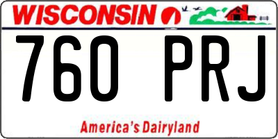WI license plate 760PRJ
