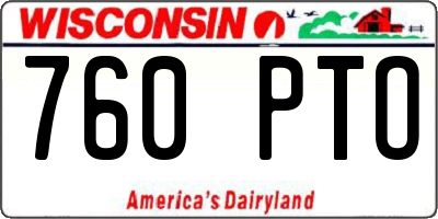 WI license plate 760PTO