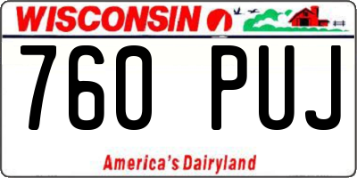 WI license plate 760PUJ