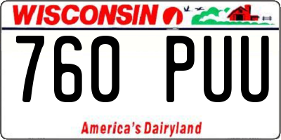 WI license plate 760PUU