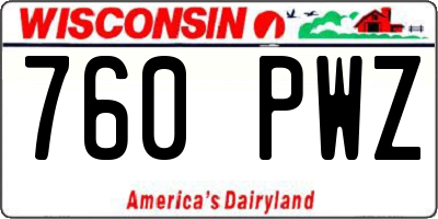 WI license plate 760PWZ