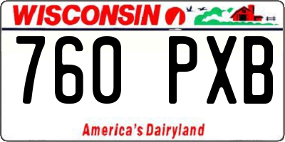 WI license plate 760PXB