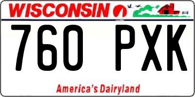 WI license plate 760PXK