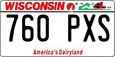 WI license plate 760PXS