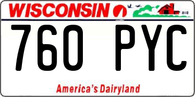 WI license plate 760PYC