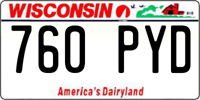 WI license plate 760PYD