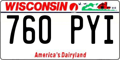 WI license plate 760PYI