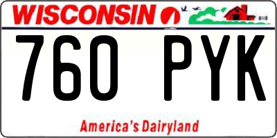 WI license plate 760PYK