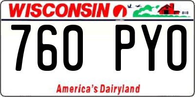 WI license plate 760PYO