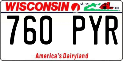 WI license plate 760PYR