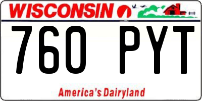 WI license plate 760PYT