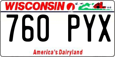 WI license plate 760PYX