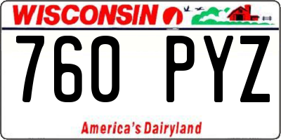WI license plate 760PYZ