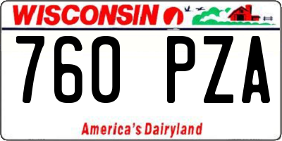 WI license plate 760PZA